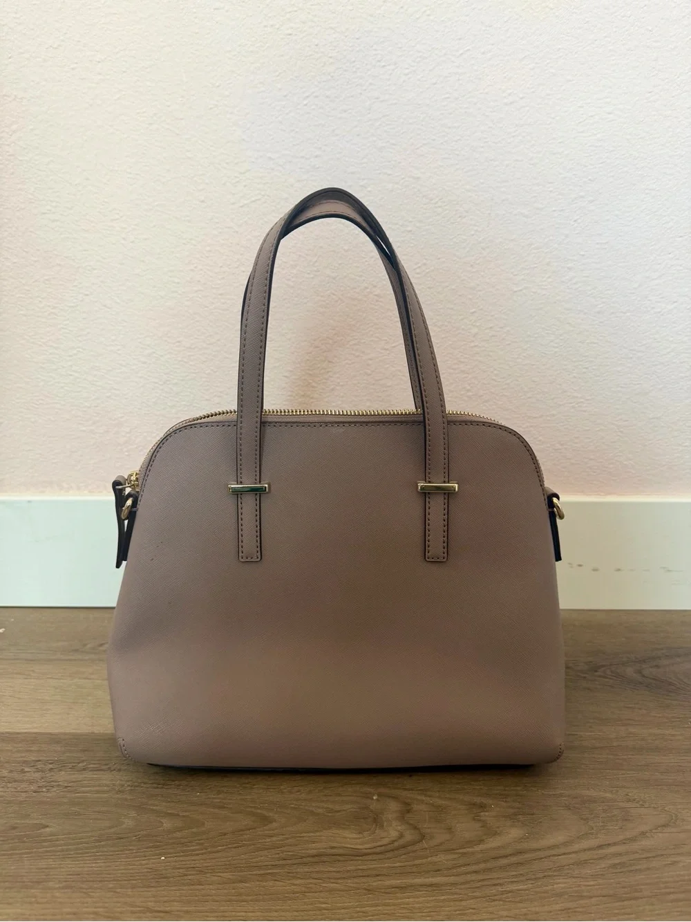 kate spade Mauve Taupe Dome Satchel with Gold Hardware